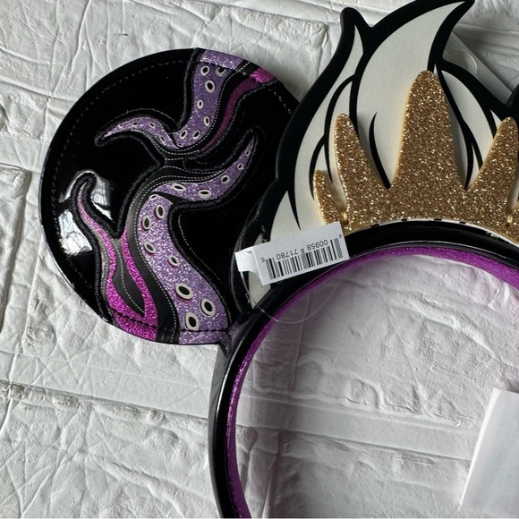 New Disney Ears Ursula Little Mermaid Black Purple Gold Glitter Headband main image 5